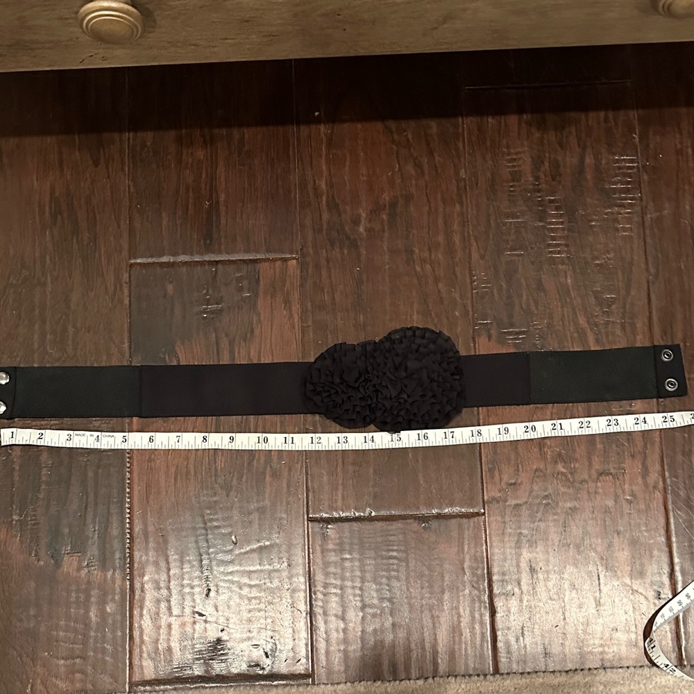 White House Black Market Black Belt with Floral Accent